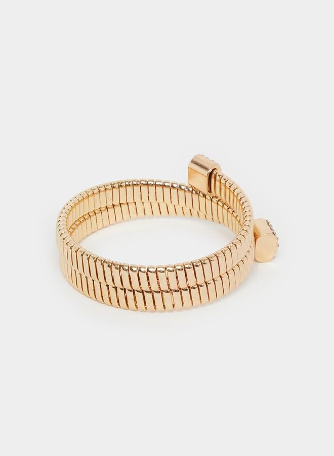 Styli Gold Tone Crystal Embellished Coil Bracelet - Image 2